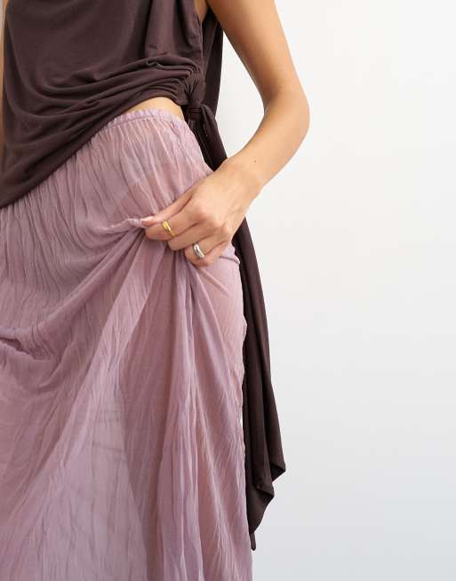 Topshop textured mesh maxi skirt in mauve - part of a set, 2 of 5