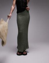 Topshop textured maxi skirt in olive | ASOS