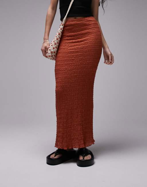 Rust midi outlet skirt