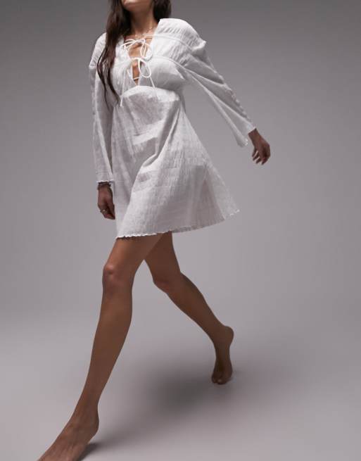Topshop textured mini cover up in white