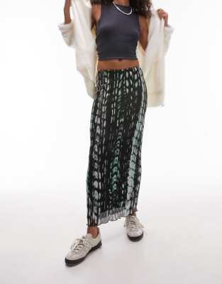 textured plisse blurred snake print midi skirt in multi