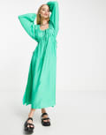 [Topshop] Topshop textured ruched channel midaxi dress in green-White 8 GREEN