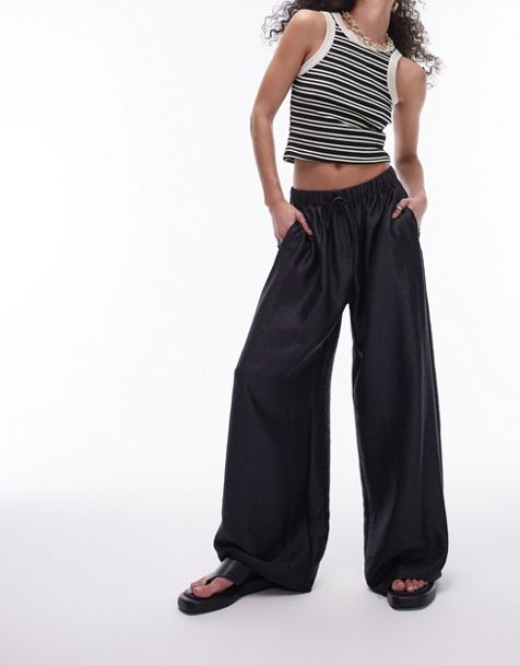 Topshop stretchy cord flare pants in stone