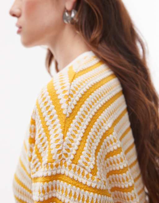 Topshop textured striped oversized T-shirt in orange - part of a set, 4 of 4
