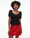 [Topshop] Topshop textured waisted top in black 6 BLACK
