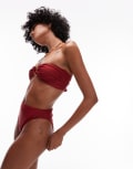 [Topshop] Topshop Thailand high waisted bikini bottoms in dark red 14 Dark red