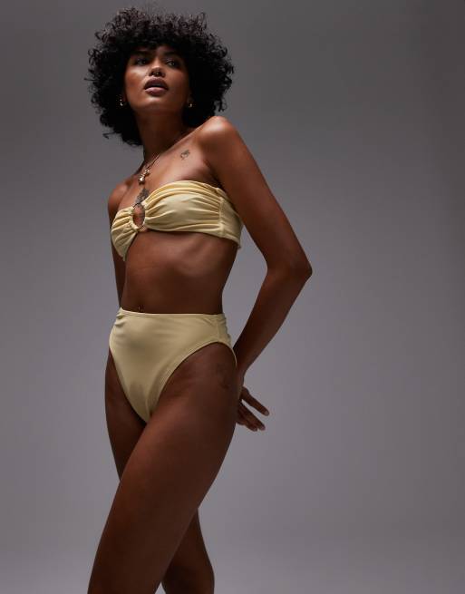 Topshop - Thailand - Slip bikini a vita alta color latticello