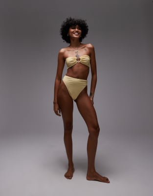 Topshop - Thailand - Top bikini a fascia color latticello con finiture in metallo - view 1