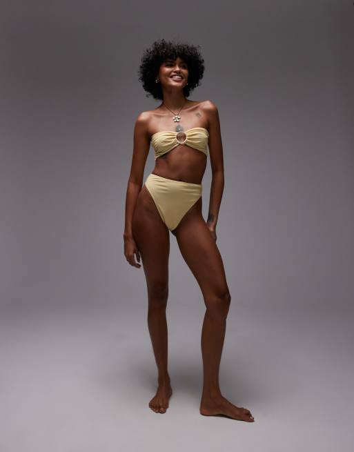 Topshop - Thailand - Top bikini a fascia color latticello con finiture in metallo