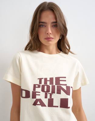 Topshop the point of it all graphic tee in buttermilk