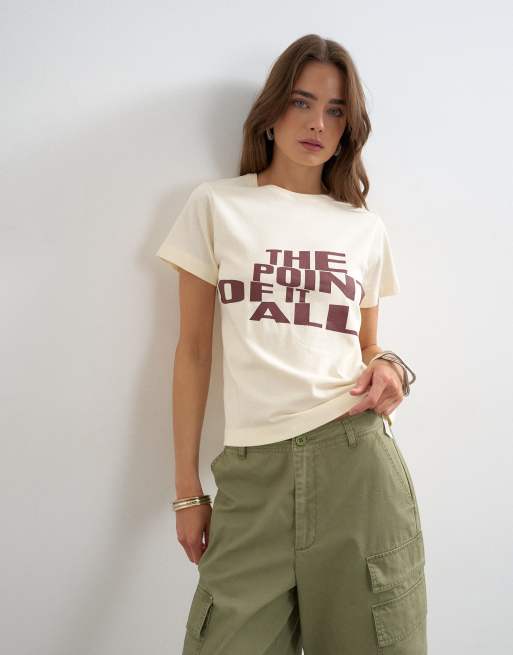 Topshop 'The Point Of It All' graphic tee in buttermilk, 3 of 4