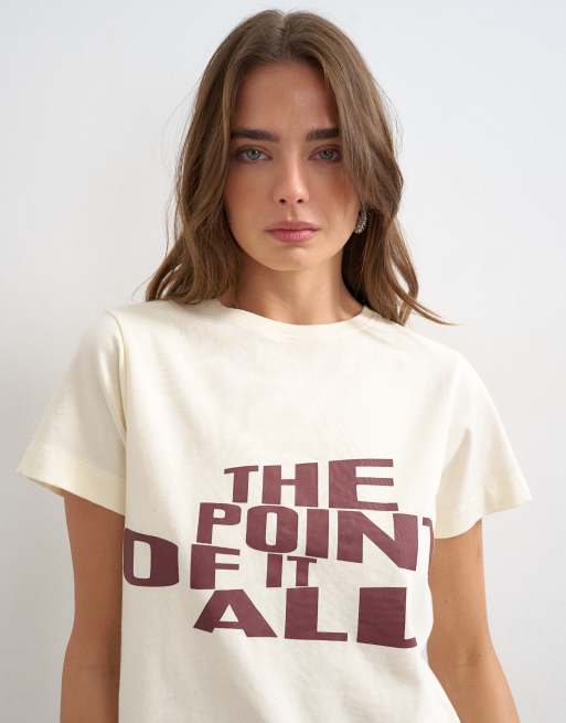 Topshop 'The Point Of It All' graphic tee in buttermilk, 4 of 4
