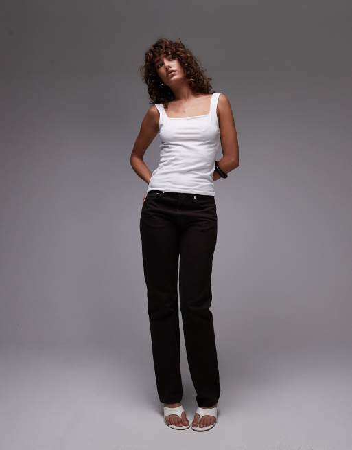 Topshop thick strap square neck vest in ivory, 2 of 4