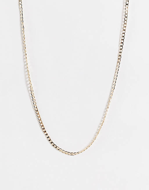 Topshop thin flat curb chain necklace in gold