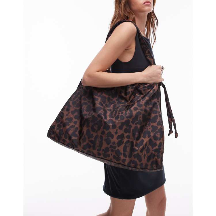 Topshop Thom nylon oversized tote bag with ruched detail in