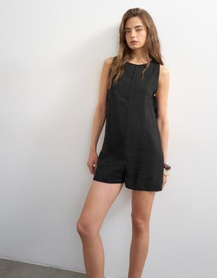 Topshop Throw On Boxy Romper In Black
