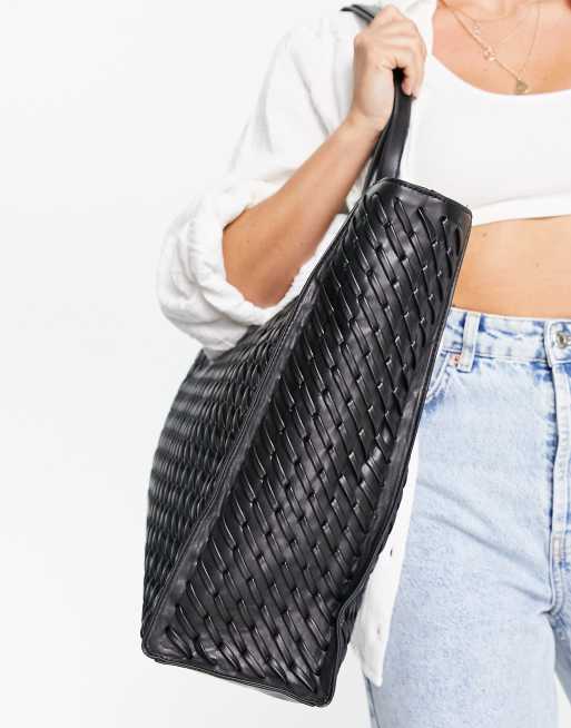 Topshop black 2025 weave bag