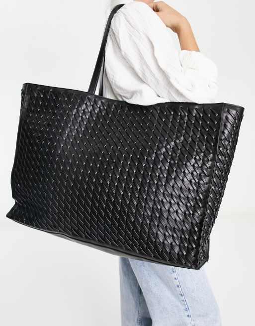 Topshop - Tia - Sort oversized vævet tote