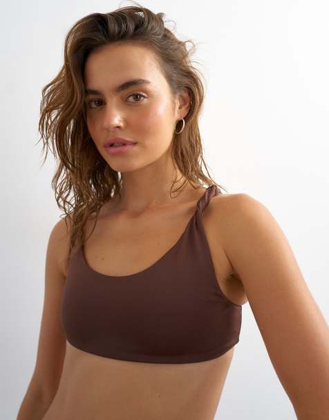Topshop - Tiana - Bandeau-bikinitopje met gedraaide bandjes in chocoladebruin - view 1