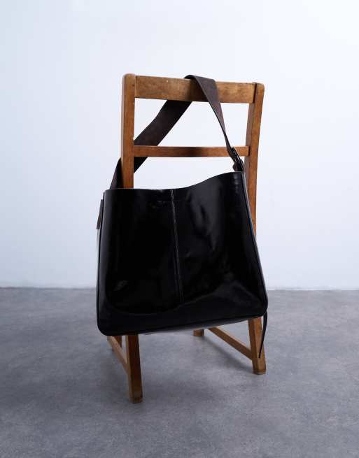 Sac à Main Topshop En Cuir Daim Noir Avec Clous Et Gland - Occasion, Style Rock Et Bohème, Doublure Cuir
