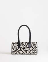 Topshop Tiana hair on real leather bowler tote bag in dalmatian print