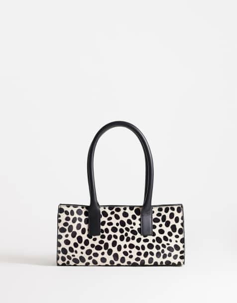 Topshop Tiana hair-on real leather bowler tote in dalmatian print - view 1