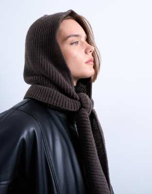 Topshop Tie Balaclava In Brown