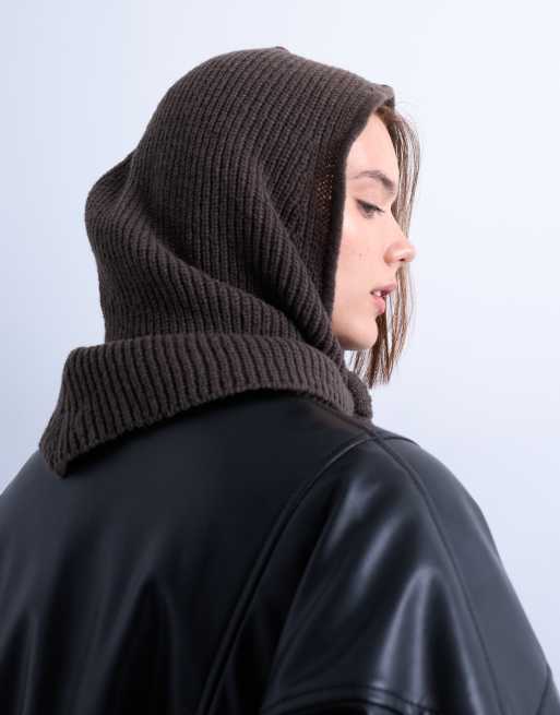 Topshop Tie balaclava in chocolate