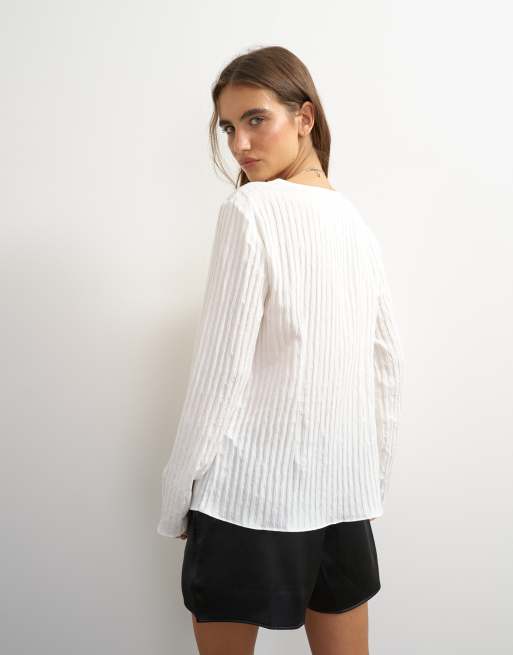 Topshop tie detail blouse in ecru, 4 of 4