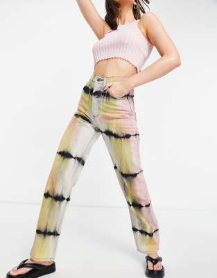 Topshop Tie Dye Jean In Multi Wash In Multi