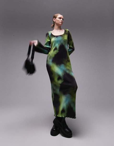 Tie dye swirl dress, Hippie Festival maxi dress, Long Sleeve