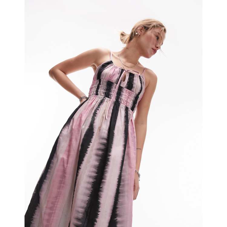 Topshop tie dye print beach dress in pink ClassicfuncenterShops Ports 1961 keyhole detailing pleated wool dress Grau