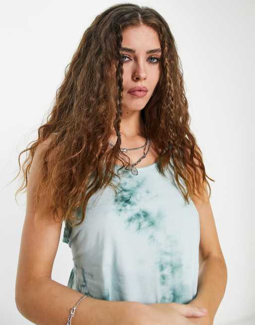 Topshop tie dye twist tank top in green, 2 of 4