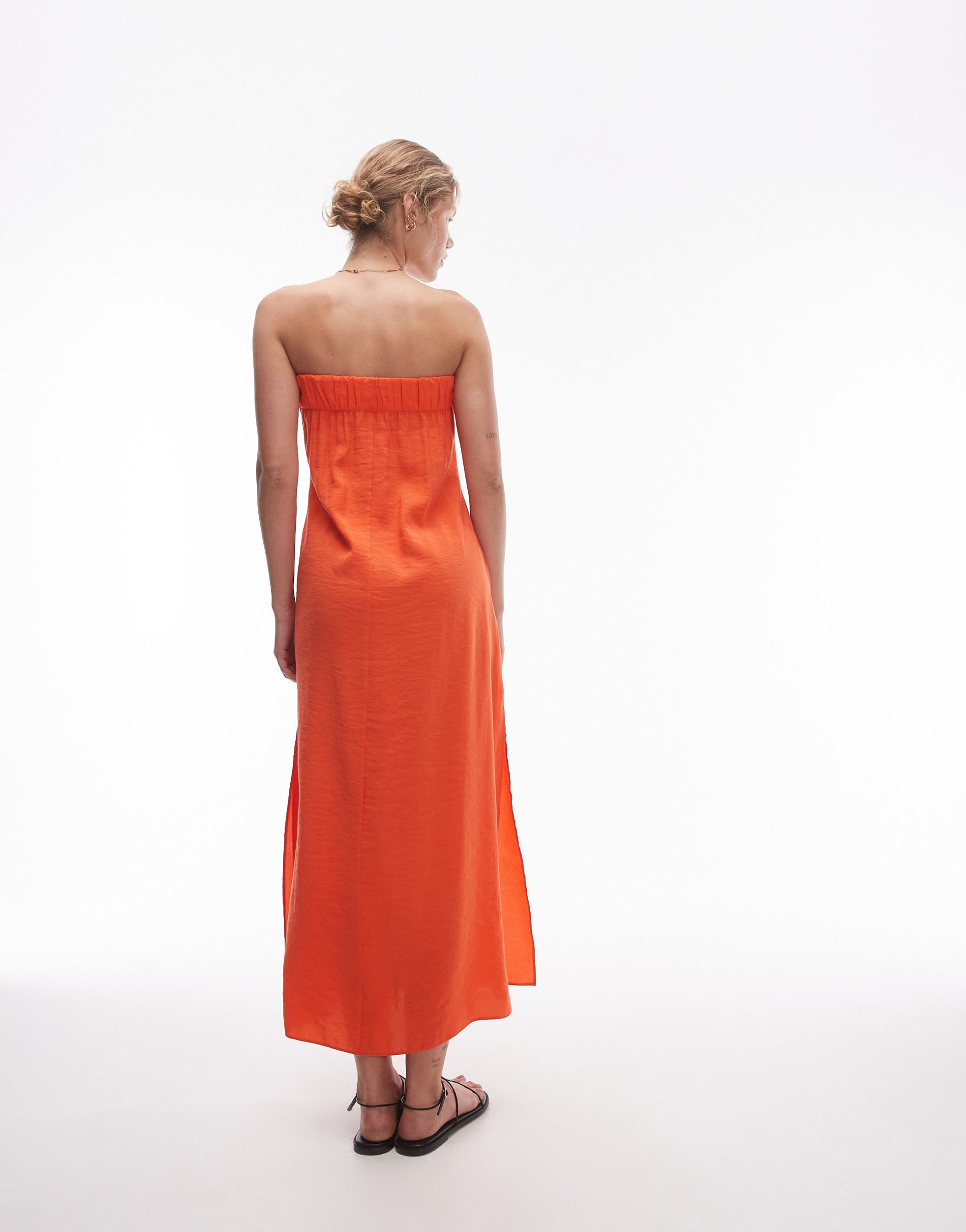 topshop tie front bandeau dress in red