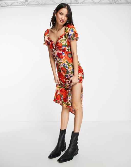 Bright floral cheap midi dress