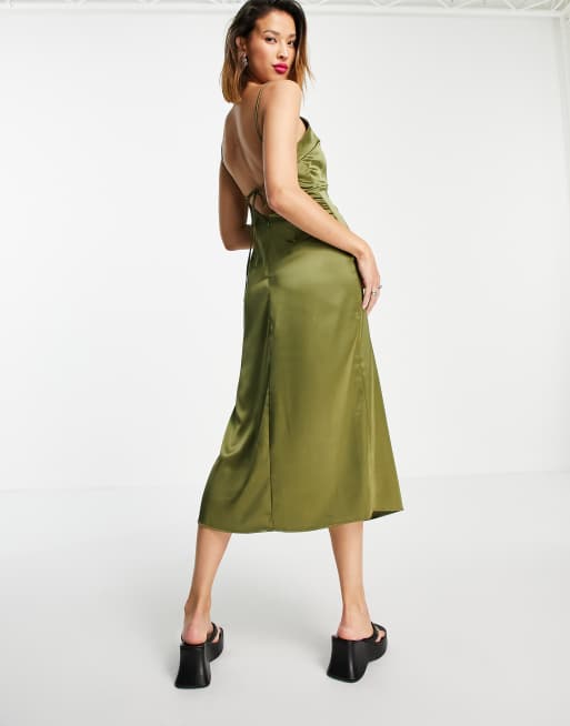 Topshop olive slip on sale dress