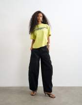 Topshop tie waist cargo trouser in black