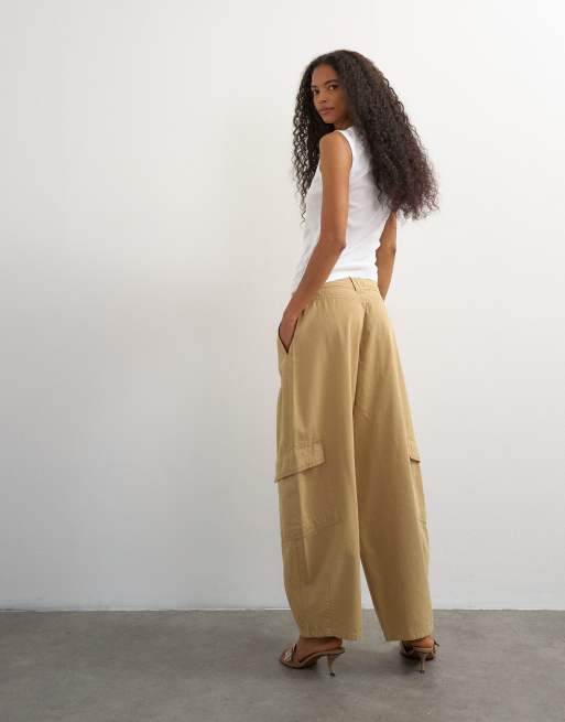 Topshop tie waist cargo trouser in brown, 5 of 5