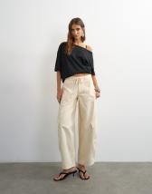 Topshop tie waist cargo trouser in ecru