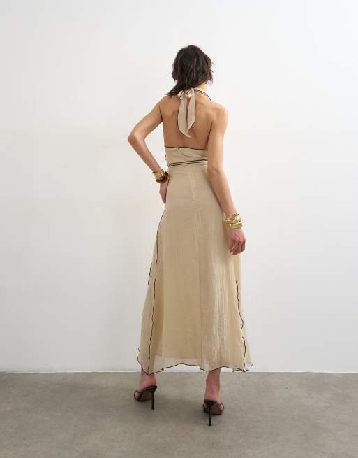 slim fit dress slacks Halter Neck Tie Up Mini Dress main image 0