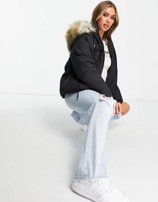 Fur hood coat outlet topshop