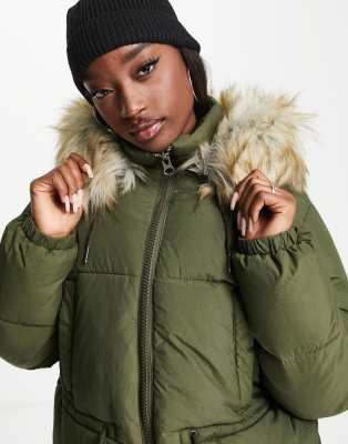 topshop faux fur hooded coat