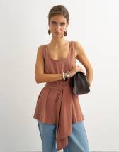 Topshop tie waist scoop cami in rust stripe