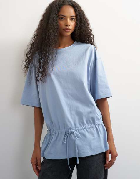 Topshop tie waist tee in dusty blue - view 1
