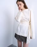 [Topshop] Topshop tie waist top in ecru-White 18 Ecru