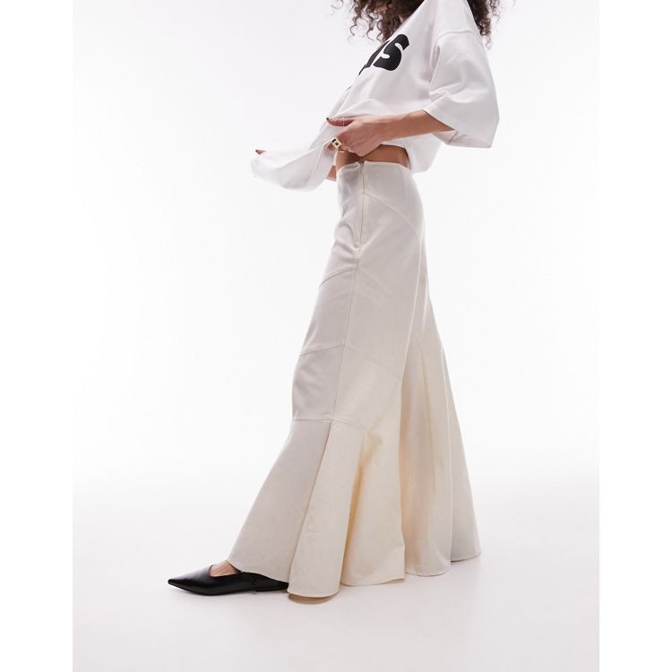 Topshop tiered disjointed maxi skirt in ivory | ASOS