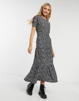 topshop tiered midi dress Topshop Tiered Midi Dress Womens 4 White Tie Straps Boho Cinch Waist Back  Zip