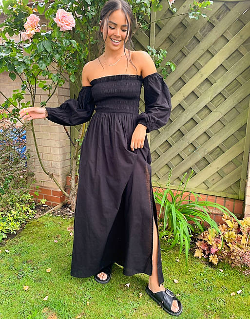 Dresses Topshop tiered maxi dress in black 