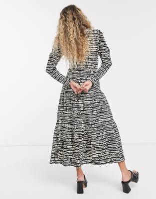 asos black and white midi dress