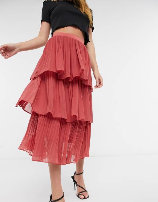 Topshop pink cheap pleated skirt